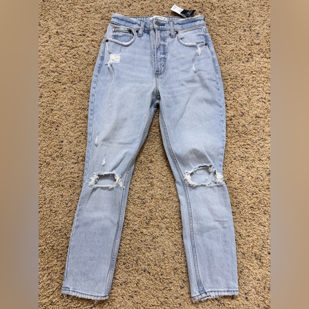 Abercrombie & Fitch Light Blue Ripped Skinny Jeans